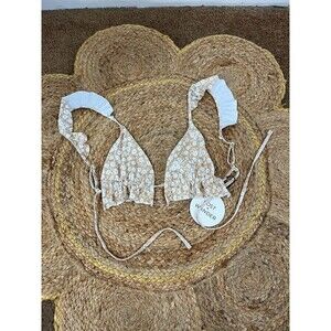 Lost + Wander Pick Me Towards Desert Bikini Top Ditsy Floral Nude Ruffle Sz S